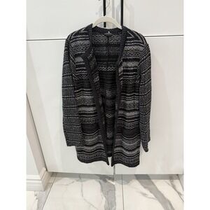 Talbots Cardigan Women XL Black Knit Sweater Shawl Neck Heavyweight‎ Open Front